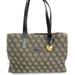 Dooney & Bourke Bags | Dooney Bourke Black Taupe Logo Canvas Shoulder Bag Purse Black Leather Trim | Color: Black/Tan | Size: Os