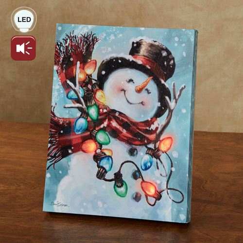 Musical Snowman Lighted Tabletop Canvas Multi Warm , Multi Warm