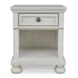 Signature Design by Ashley Robbinsdale 1 - Drawer Nightstand in Antique White Wood in Brown/White | 26.75 H x 22 W x 17 D in | Wayfair B742-91