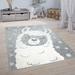 Gray/White 110.2 x 78.7 W in Area Rug - Harper Orchard Animal Rug w/ Cute Llama Motif Children High Low Effect Play Mat In Grey Silk/Wool, | Wayfair