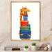 Zoomie Kids Cute Giraffe w/ Gift Boxes - Picture Frame Print on Canvas Metal in Blue/Green/Orange | 32 H x 16 W x 1 D in | Wayfair