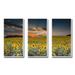 August Grove® Sunflower Sunset w/ Cloudy Sky - 3 Piece Floater Frame Print on Canvas Canvas, in Gray/Green/Yellow | 28 H x 36 W x 1 D in | Wayfair
