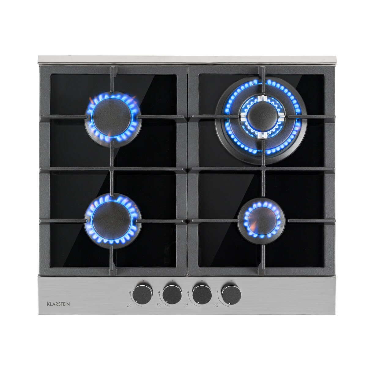 Klarstein Alchemist 4 Zonen Gaskochfeld Aluminium-Brenner Glaskeramik schwarz Silber Image