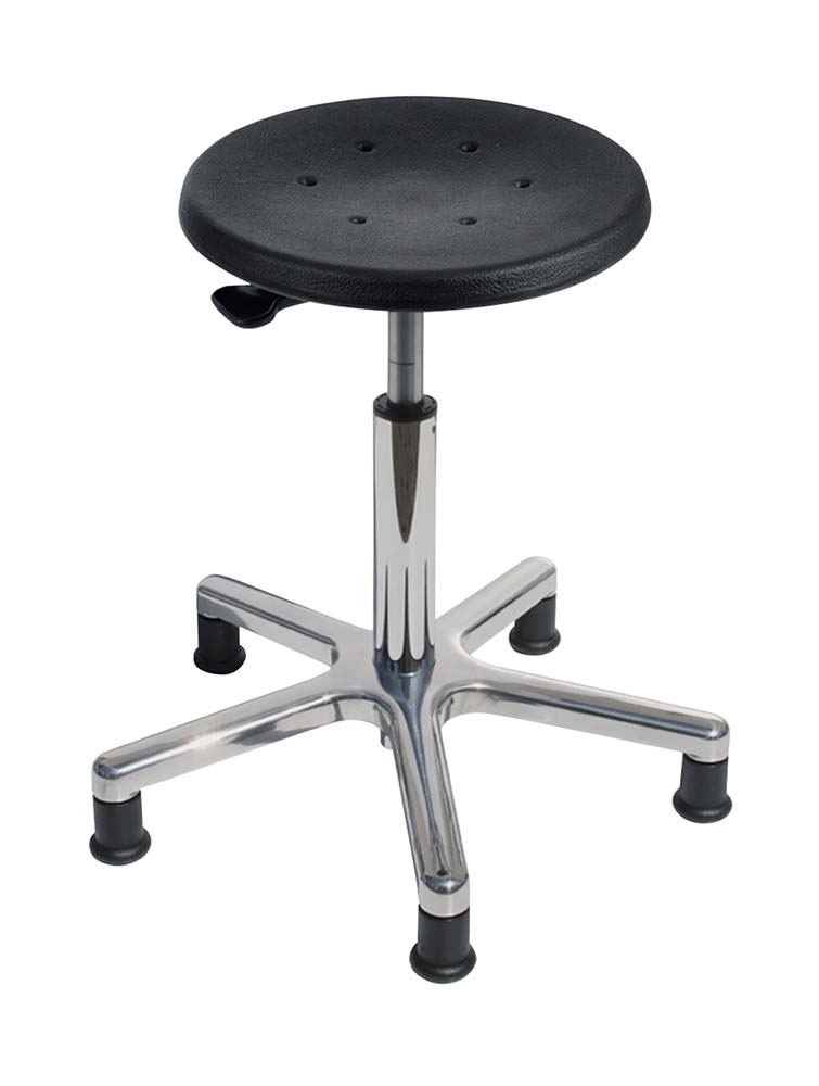 PROREGAL Drehhocker Milwaukee | PU-Sitz in schwarz | Ringauslösung | Bodengleiter Image