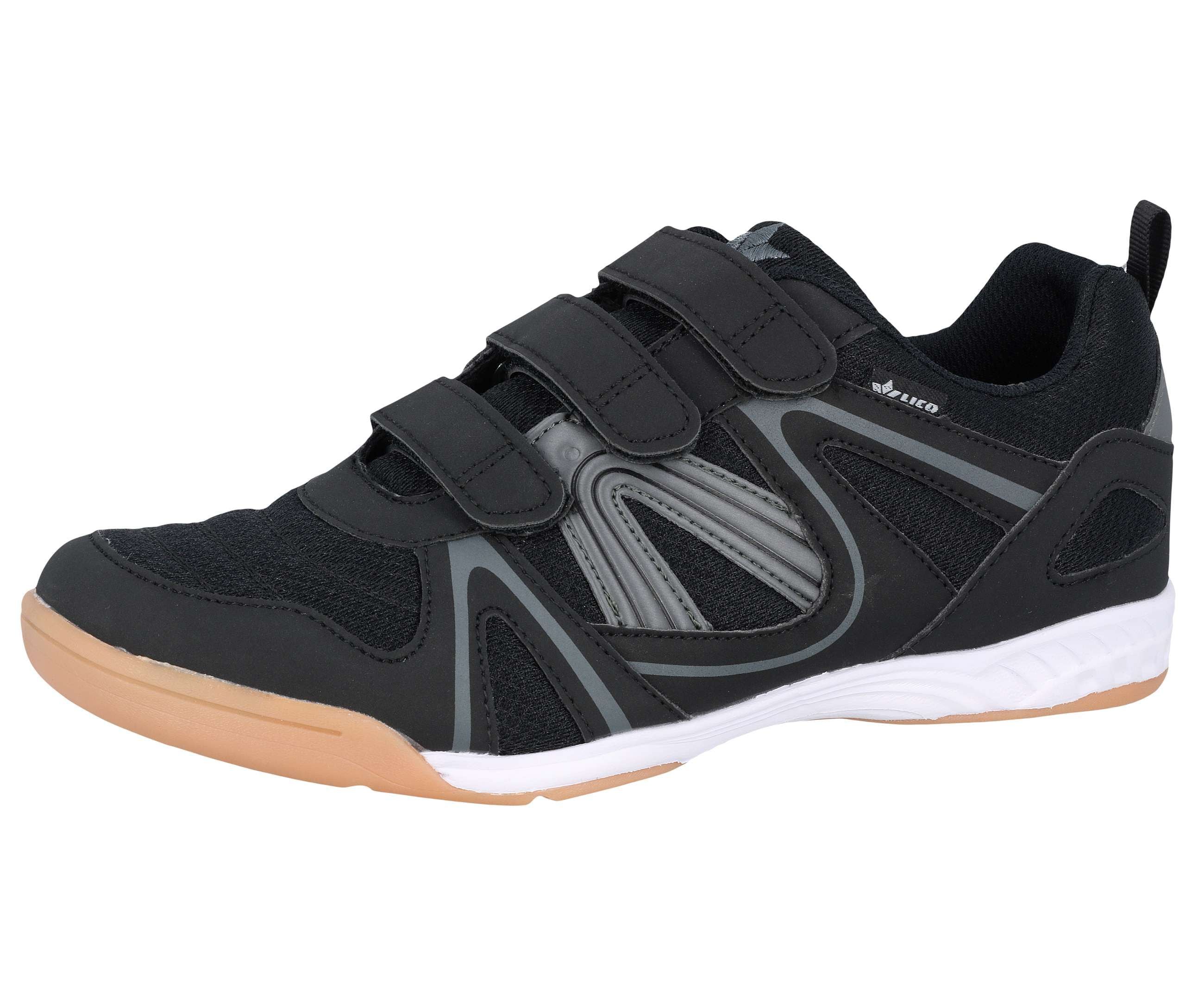 Hallenschuh LICO "Sportschuh Fit Indoor V", Herren, Gr. 40, schwarz, Synthetik, Schuhe Hallenschuh