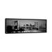 Latitude Run® Bridge Across a River Lit Up at Dusk Wall Art on Wrapped Canvas in Black/Gray/White | 24 H x 72 W x 1.5 D in | Wayfair
