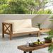 Gracie Oaks Athina Outdoor Acacia Wood Left Arm Loveseat & Coffee Table Set w/ Cushion Wood/Natural Hardwoods in Brown | Wayfair