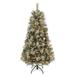 The Holiday Aisle® Green Pine Flocked/Frosted Christmas Tree w/ 150 Lights & Pinecones, Metal in Brown | 28 W in | Wayfair
