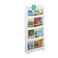 Libreria per Bambini, 124 x 50,5 x 15 cm, Scaffale a 4 Scomparti Porta Libri, Cameretta Bimbi, mdf,