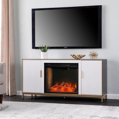 SEI Furniture Daltaire Contemporary Media TV Stand with Electric Fireplace Insert and Storage