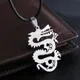 Rinhoo – collier pendentif Dragon pour hommes et femmes en cuir chaîne en acier inoxydable