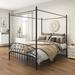 Queen Size Metal Canopy Bed Frame with Headboard and Footboard for Bedroom Black