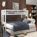 Twin over Pull-out Bunk Bed with Trundle, Solid Wood Trundle Bed Frame with Ladder and Guardrails