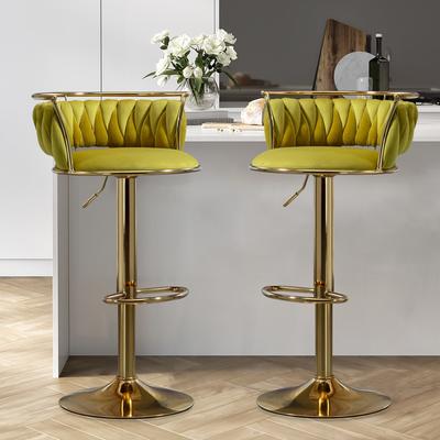 Modern Velvet Adjustable Swivel Bar Stools Set of 2