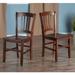 2-Pc Slat-back Chair Set, Walnut - 17.17 x 19.29 x 34.69 inches