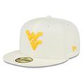 Men's New Era White West Virginia Mountaineers Chrome Color Dim 59FIFTY Fitted Hat