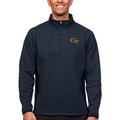 Men's Antigua Heather Navy Georgia Tech Yellow Jackets Course Quarter-Zip Pullover Top