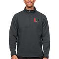 Men's Antigua Heather Charcoal Miami Hurricanes Course Quarter-Zip Pullover Top