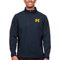 Men's Antigua Heather Navy Michigan Wolverines Course Quarter-Zip Pullover Top