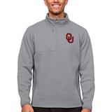 Men's Antigua Heather Gray Oklahoma Sooners Course Quarter-Zip Pullover Top