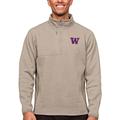 Men's Antigua Oatmeal Washington Huskies Course Quarter-Zip Pullover Top