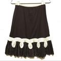 Anthropologie Skirts | Anthro Odille Brown Ruffle Hem Trumpet Skirt | Color: Brown/Cream | Size: 0