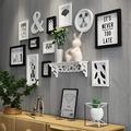 DWW Family Photo Frames sets 11 PCS Multiple Photos Wall display, Personalised Wooden Multi Picture Frames with Floating Shelf, for Gallery Bedroom Restaurant decor (Color : B)