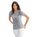 Kurzarmshirt INSPIRATIONEN "Shirt" Gr. 46, grau (hellgrau, steingrau, bedruckt) Damen Shirts Jersey