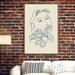 IDEA4WALL Women's Framed Canvas Print Wall Art Line Art Woman Face w/ Blue Flower Floral People Illustrations Abstract Tropical Portrait Relax/Calm For Livi Canvas | Wayfair