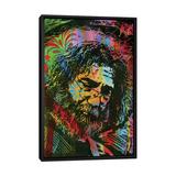 East Urban Home 'Jerry Garcia Playing' Graphic Art Print on Canvas Metal in Green/Indigo/Red | 60 H x 40 W in | Wayfair