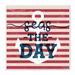 Stupell Industries Seas The Day Americana Anchor & Flag Phrase Wall Plaque Art By Daphne Polselli in Blue/Brown/Red | Wayfair an-182_wd_12x12