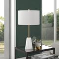 "Killian 25.5"" Marble Table Lamp with Fabric Shade in Brushed Brass - Hudson & Canal TL1743"