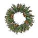 First Traditions™ 24" Pre-Lit Artificial North Conway Wreath with Glittery Cones and Eucalyptus - Green - 24 in