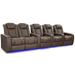 Valencia Tuscany Vegan Edition ECO-Friendly Leather Theater Seating Power Recliner Row of 5 Loveseat Left Dark Truffle
