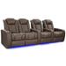 Valencia Tuscany Vegan Edition ECO-Friendly Leather Theater Seating Power Recliner Row of 4 Loveseat Left Dark Truffle