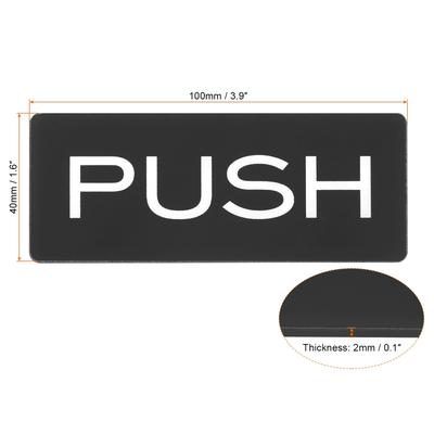 4Pcs Push Pull Door Sign Adhesive Rectangle Acrylic Sticker Marker Black/White