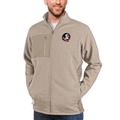 Men's Antigua Oatmeal Florida State Seminoles Course Full-Zip Jacket