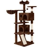 Brown Plush Cat Tree with 2 Condos for Kittens, 55" H, 28.9 LBS