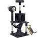 Black Plush Cat Tree Condo with Hammock Tunnel, 51" H, 19.6 LBS