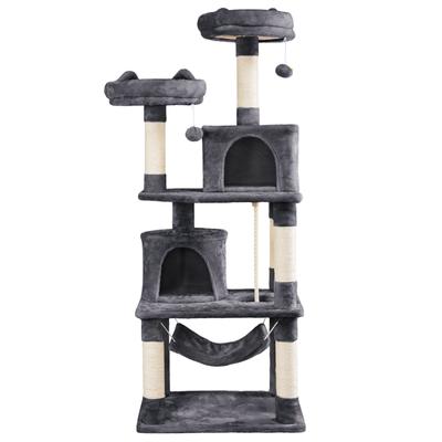 Topeakmart Dark Gray 4-Level Large Cat Tree Condo with 2 Perches, 62.2" H, 34 LBS
