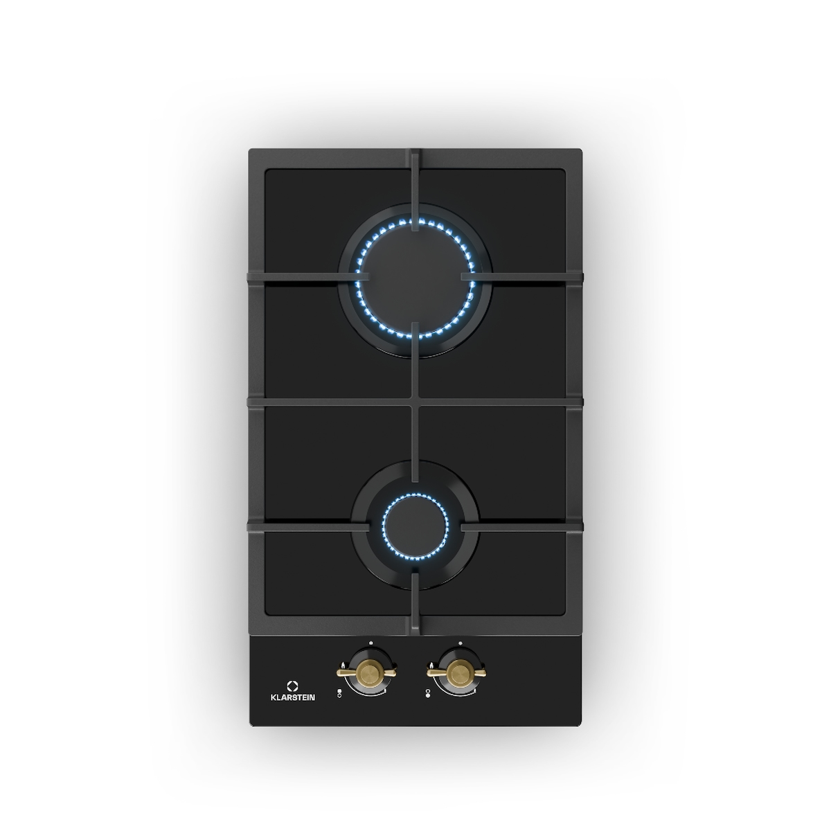 Klarstein Victoria Domino Gaskochfeld 2-flammig Sabaf-Brenner Glaskeramik Retro-Look Schwarz Image