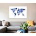 East Urban Home 'Watercolor Map Of The World Map, Blue' By Michael Tompsett Graphic Art Print on Canvas Metal in Black/Blue/White | 32 H in | Wayfair