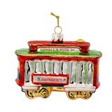 Kurt Adler Glass San Francisco Cable Car Hanging Figurine Ornament Glass in Green/Red/Yellow | 6.4 H x 5.3 W x 3.4 D in | Wayfair H7076