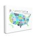 Stupell Industries United States Map Colored Typography Canvas in White | 48 H x 36 W x 1.5 D in | Wayfair brp-2106_cn_36x48