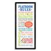 Stupell Industries Playroom Rules Colorful Typography White Blue Green & Red Wood in Brown | 24 H x 10 W x 1.5 D in | Wayfair brp-2383_fr_10x24