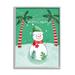 Stupell Industries Season"s Greetings Tropical Striped Palm Trees Snowman Black Framed Giclee Texturized Art By Sharon Lee in Brown | Wayfair