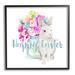 Stupell Industries Happy Easter Calligraphy Bunny Pink Flower Bouquet Black Framed Giclee Texturized Art By Jennifer Wambach in Brown | Wayfair