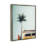 Stupell Industries Surf Bus Yellow w/ Palm Tree Photography Canvas Wall Art By Design Fabrikken Canvas in Blue | 21 H x 17 W x 1.7 D in | Wayfair