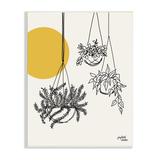 Stupell Industries Hanging Potted Plant Minimal Yellow Sun Lines Wall Plaque Art By Jess Baskin in Brown/White/Yellow | Wayfair an-470_wd_13x19