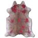 Red 84 x 72 x 0.25 in Area Rug - Foundry Select Mattomer Tie Dye HAIR ON Cowhide Rug DISTRESSED Cowhide, Leather | 84 H x 72 W x 0.25 D in | Wayfair